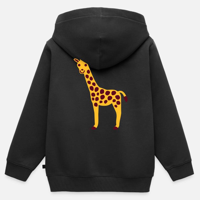 Giraffa - Sweat Premium à capuche zippé enfant bio - noir