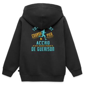 Laufen - total süchtig - Kinder Premium Organic Zip Hoodie - Schwarz - Hinten - AI Model Kid Male (0cm)