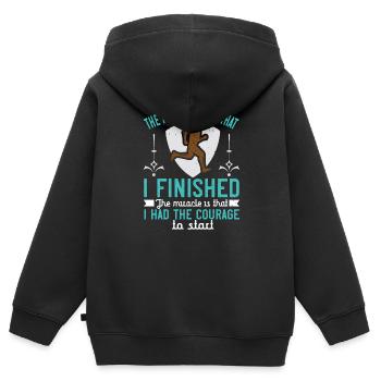 Le miracle ce n'est pas de finir - Humour courir - Sweat Premium à capuche zippé enfant bio - noir - Dos - AI Model Kid Male (0cm)