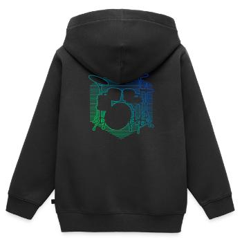 Schlagzeug Schlagzeugspielen Schlagzeuger - Kinder Premium Organic Zip Hoodie - Schwarz - Hinten - AI Model Kid Male (0cm)