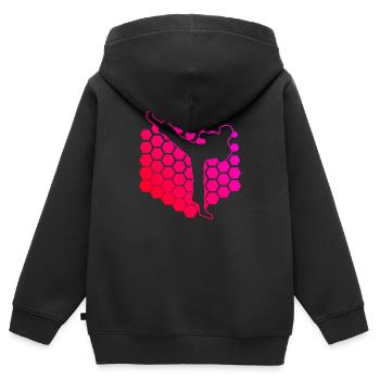 Boxe Hommes Femmes Kickboxer Kickboxing - Sweat Premium à capuche zippé enfant bio - noir - Dos - AI Model Kid Male (0cm)