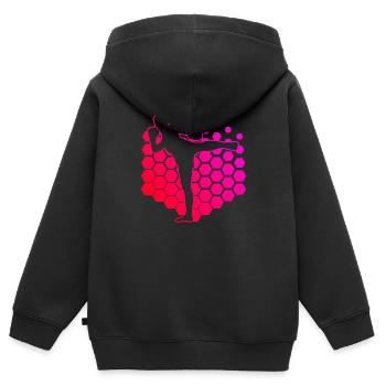 Muay Thai Boxe Thaï Hommes Boxe Thaï Boxeur Thaï - Sweat Premium à capuche zippé enfant bio - noir - Dos - AI Model Kid Male (0cm)