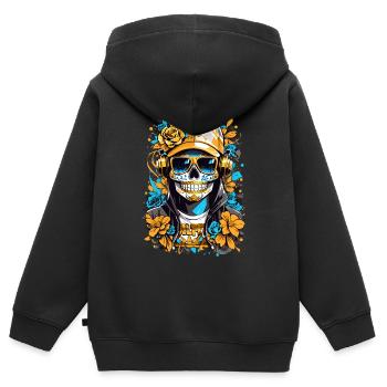Goldene Zucker Schädel - Kinder Premium Organic Zip Hoodie - Schwarz - Hinten - AI Model Kid Male (0cm)