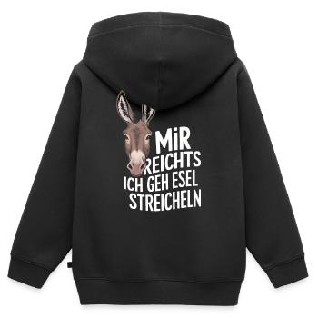 Esel Eselchen Maultier Muli - Kinder Premium Organic Zip Hoodie - Schwarz - Hinten - AI Model Kid Male (0cm)