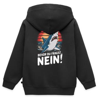 Requin Requin Requins Requin - Sweat Premium à capuche zippé enfant bio - noir - Dos - AI Model Kid Male (0cm)
