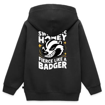 Blaireau Miel Blaireau Animal - Sweat Premium à capuche zippé enfant bio - noir - Dos - AI Model Kid Male (0cm)