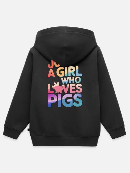 Animal cochon - Sweat Premium à capuche zippé enfant bio - noir