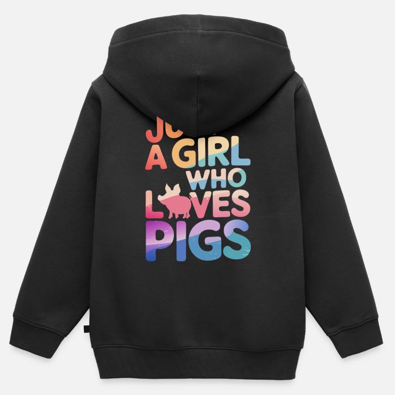 Animal cochon - Sweat Premium à capuche zippé enfant bio - noir