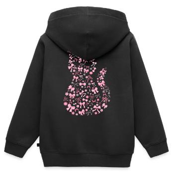 Süße rosa Katze Flirty Schleife Geschenk - Kinder Premium Organic Zip Hoodie - Schwarz - Hinten - AI Model Kid Male (0cm)