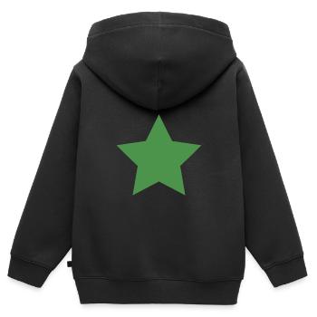 Vert étoile - Sweat Premium à capuche zippé enfant bio - noir - Dos - AI Model Kid Male (0cm)