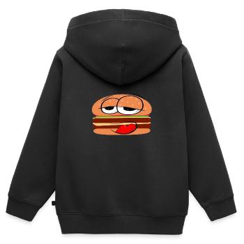 Burger fatigué - Sweat Premium à capuche zippé enfant bio - noir - Dos - AI Model Kid Male (0cm)