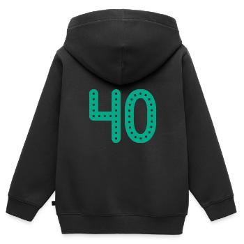 40 JAHRE. 40-jähriges JUBILÄUM. JUBILÄUM 40 JAHRE. 40 - Kinder Premium Organic Zip Hoodie - Schwarz - Hinten - AI Model Kid Male (0cm)