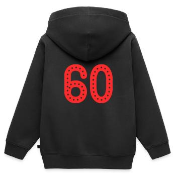 60 JAHRE. 60-jähriges JUBILÄUM. JUBILÄUM 60 JAHRE. 60 - Kinder Premium Organic Zip Hoodie - Schwarz - Hinten - AI Model Kid Male (0cm)