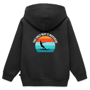 Wasserskier Wasserski Wasserskifahrer - Kinder Premium Organic Zip Hoodie - Schwarz - Hinten - AI Model Kid Male (0cm)