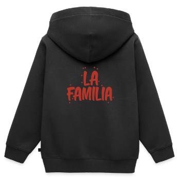 la familia - Kinder Premium Organic Zip Hoodie - Schwarz - Hinten - AI Model Kid Male (0cm)