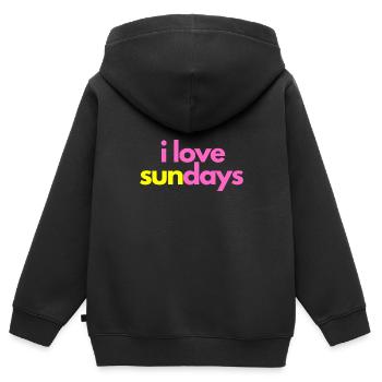 J’adore les dimanches ! - J’adore les dimanches ! - Sweat Premium à capuche zippé enfant bio - noir - Dos - AI Model Kid Male (0cm)