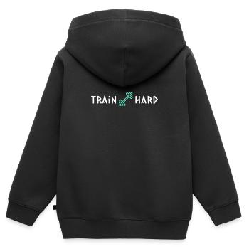 Trainiere hart - Kinder Premium Organic Zip Hoodie - Schwarz - Hinten - AI Model Kid Male (0cm)