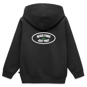 Ne paniquez jamais, priez simplement chrétien priez Cadeau - Sweat Premium à capuche zippé enfant bio - noir - Dos - AI Model Kid Male (0cm)