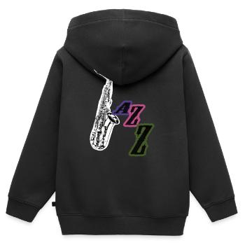 Jazz - Kinder Premium Organic Zip Hoodie - Schwarz - Hinten - AI Model Kid Male (0cm)
