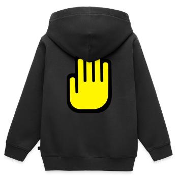 Hand - Kinder Premium Organic Zip Hoodie - Schwarz - Hinten - AI Model Kid Male (0cm)