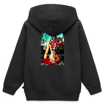 guitare hanches - Sweat Premium à capuche zippé enfant bio - noir - Dos - AI Model Kid Male (0cm)