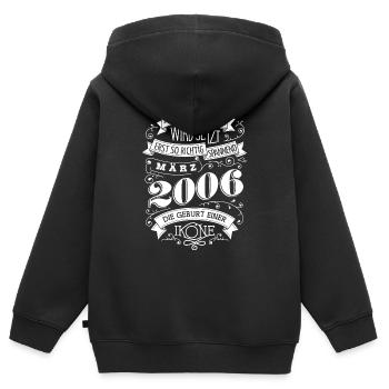 März 2006 Die Geburt einer Ikone - Kinder Premium Organic Zip Hoodie - Schwarz - Hinten - AI Model Kid Male (0cm)