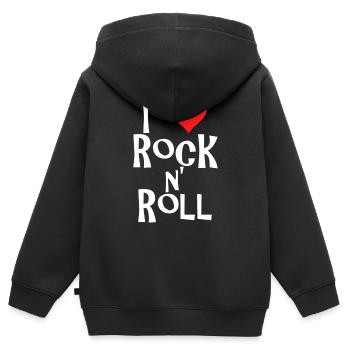 rock n' roll - Sweat Premium à capuche zippé enfant bio - noir - Dos - AI Model Kid Male (0cm)
