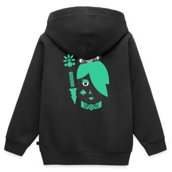 reine - Sweat Premium à capuche zippé enfant bio - noir - Dos - AI Model Kid Male (0cm)