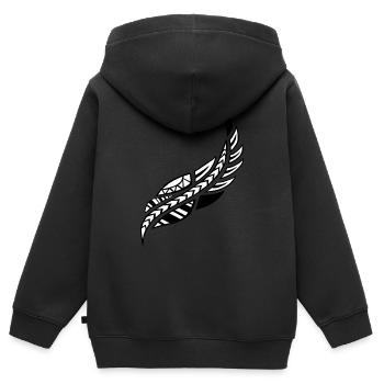 plume tribale - Sweat Premium à capuche zippé enfant bio - noir - Dos - AI Model Kid Male (0cm)