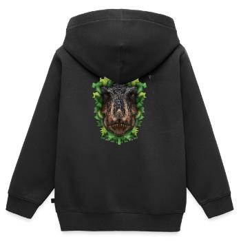 Rext - Originalvorlage vom Künstler Jon Ball - Kinder Premium Organic Zip Hoodie - Schwarz - Hinten - AI Model Kid Male (0cm)