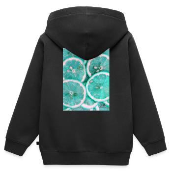 zitrone - Kinder Premium Organic Zip Hoodie - Schwarz - Hinten - AI Model Kid Male (0cm)