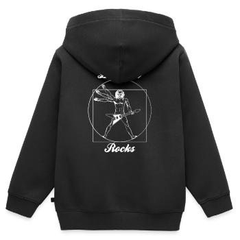 rock n roll leonard de vinci - Sweat Premium à capuche zippé enfant bio - noir - Dos - AI Model Kid Male (0cm)