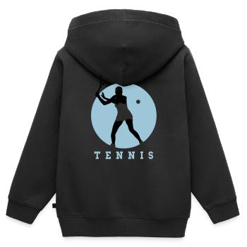 tennisspielerin_01_a_2c - Kinder Premium Organic Zip Hoodie - Schwarz - Hinten - AI Model Kid Male (0cm)