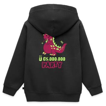 Dino Party - Sweat Premium à capuche zippé enfant bio - noir - Dos - AI Model Kid Male (0cm)