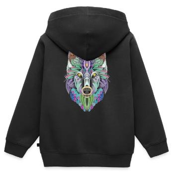 totem of the wolf - Kinder Premium Organic Zip Hoodie - Schwarz - Hinten - AI Model Kid Male (0cm)