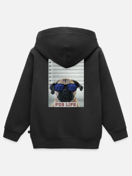 pug is life - Kinder Premium Organic Zip Hoodie - Schwarz