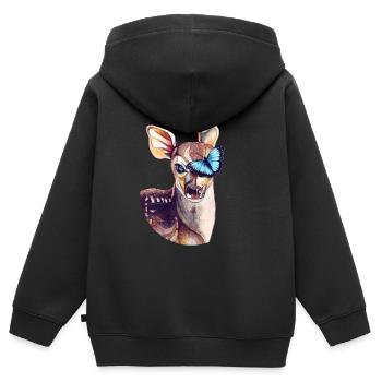 Reh & Schmetterling – Tribut zu Life is Strange - Kinder Premium Organic Zip Hoodie - Schwarz - Hinten - AI Model Kid Male (0cm)