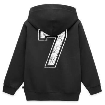 7_seven_sieben_white_weiss (de) - Kinder Premium Organic Zip Hoodie - Schwarz - Hinten - AI Model Kid Male (0cm)