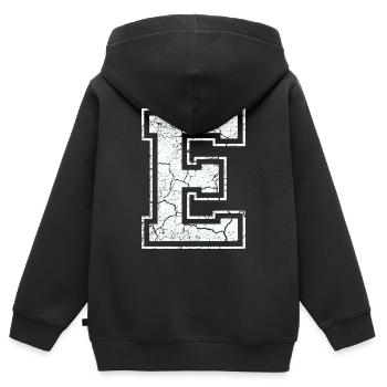 Un caractère un mi dans blanc in Used Look - Sweat Premium à capuche zippé enfant bio - noir - Dos - AI Model Kid Male (0cm)