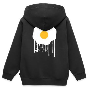 goutte graffiti tampon oeuf au plat nourriture lec - Sweat Premium à capuche zippé enfant bio - noir - Dos - AI Model Kid Male (0cm)