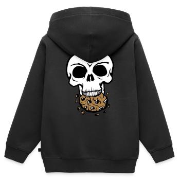 mort crâne mort tête squelette os mort - Sweat Premium à capuche zippé enfant bio - noir - Dos - AI Model Kid Male (0cm)