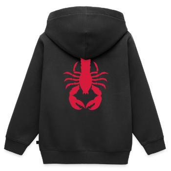 homard crustace pince poisson - Sweat Premium à capuche zippé enfant bio - noir - Dos - AI Model Kid Male (0cm)