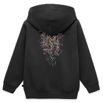 Graphique abstrait "chèque" - Sweat Premium à capuche zippé enfant bio - noir - Dos - AI Model Kid Male (0cm)