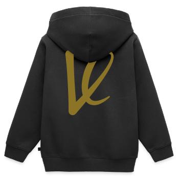 V - Buchstabe - Kinder Premium Organic Zip Hoodie - Schwarz - Hinten - AI Model Kid Male (0cm)