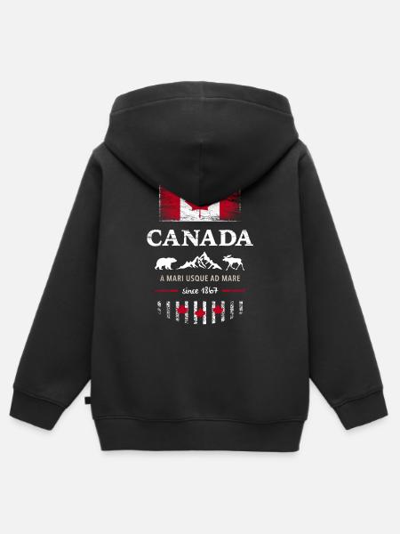 Canada Maple Leaf Ottawa Montreal Vancouver Quebec - Kinder Premium zip hoodie biologisch - zwart