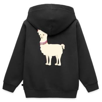 Lama - Kinder Premium Organic Zip Hoodie - Schwarz - Hinten - AI Model Kid Male (0cm)
