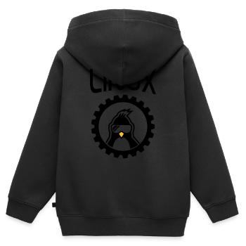 roue linux - Sweat Premium à capuche zippé enfant bio - noir - Dos - AI Model Kid Male (0cm)