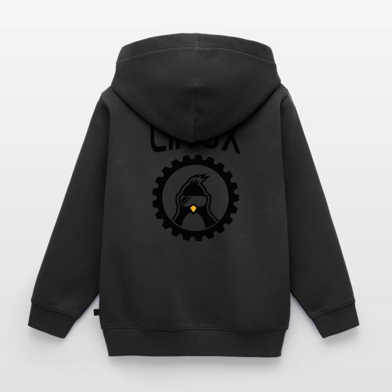 roue linux Sweat Premium à capuche zippé enfant bio