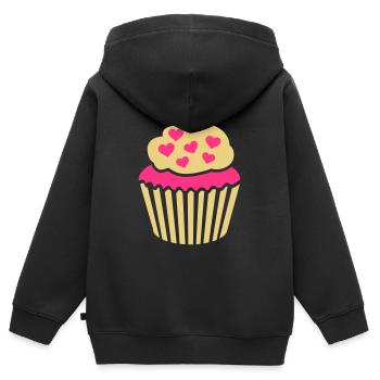 Cupcake - Sweat Premium à capuche zippé enfant bio - noir - Dos - AI Model Kid Male (0cm)
