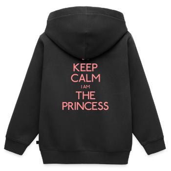 keep calm princess - Sweat Premium à capuche zippé enfant bio - noir - Dos - AI Model Kid Male (0cm)